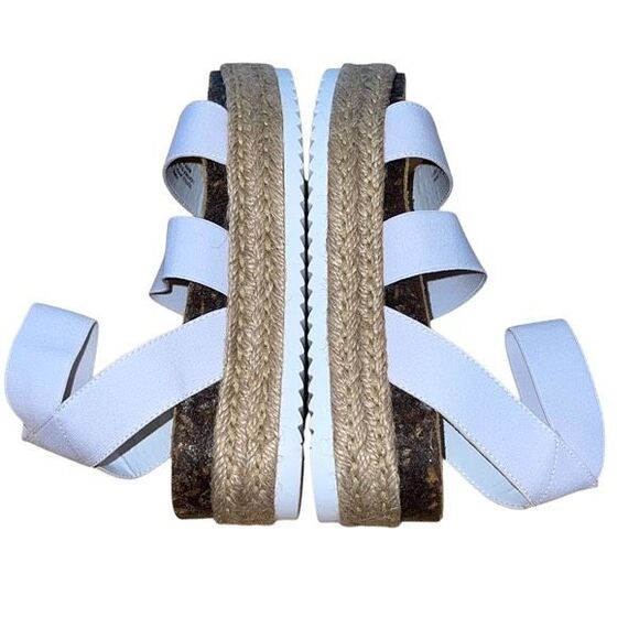 Steve Madden Womens Kimmie Espadrille Wedge Strappy Sandals‎ White Tan Size 7 - Picture 4 of 5